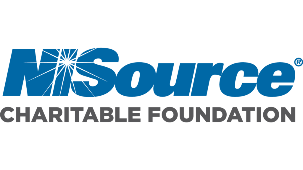 Logo of the NISource Charitable Foundation featuring the name in bold blue and grey text, with a spark graphic integrated into the design.