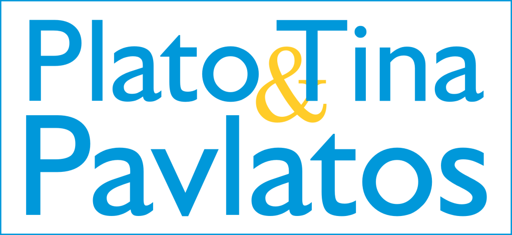 Logo displaying the names 'Plato & Tina Pavlatos' in bold, colorful text.